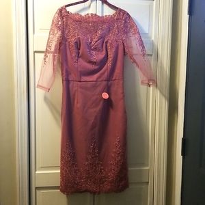 Women's ChiChi London Mauve Lace Overlay Dress Sz 12 UK